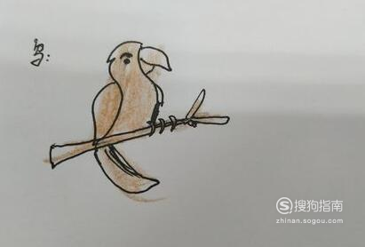 简笔画—站在树上的小鸟