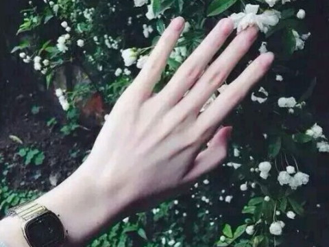 女孩的手掌既有钱又贵